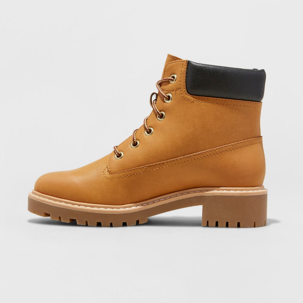 Mossimo Beccalynn Lace-Up Tan Hiking Work Boots - Picture 2 of 6